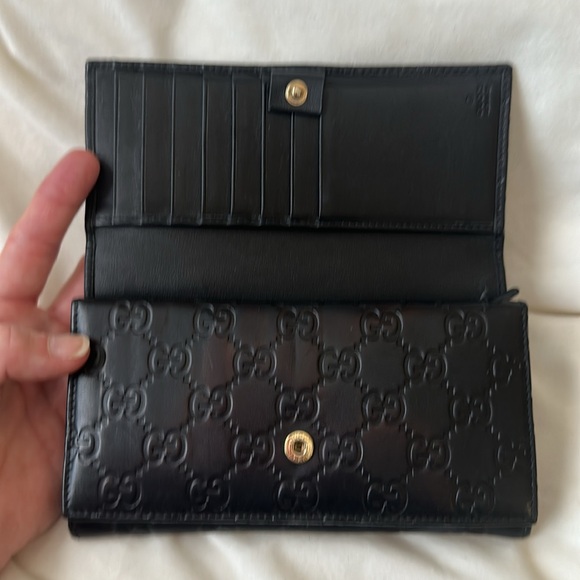 GUCCI 🖤Guccisima Double flap leather wallet Authentic Rare GG Beautiful - Picture 3 of 16